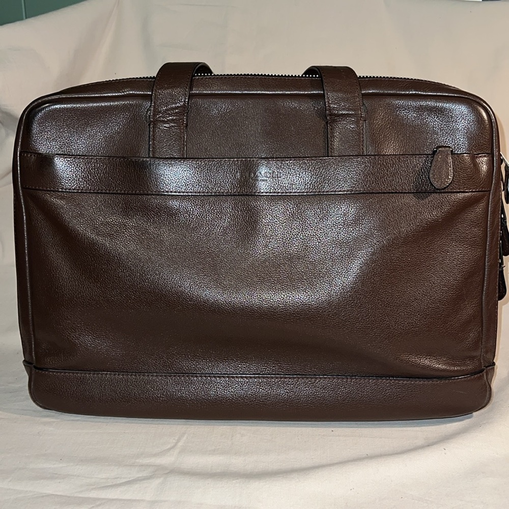 Coach Hamilton Brown Pebble Leather Commuter Laptop Business Bag F54804